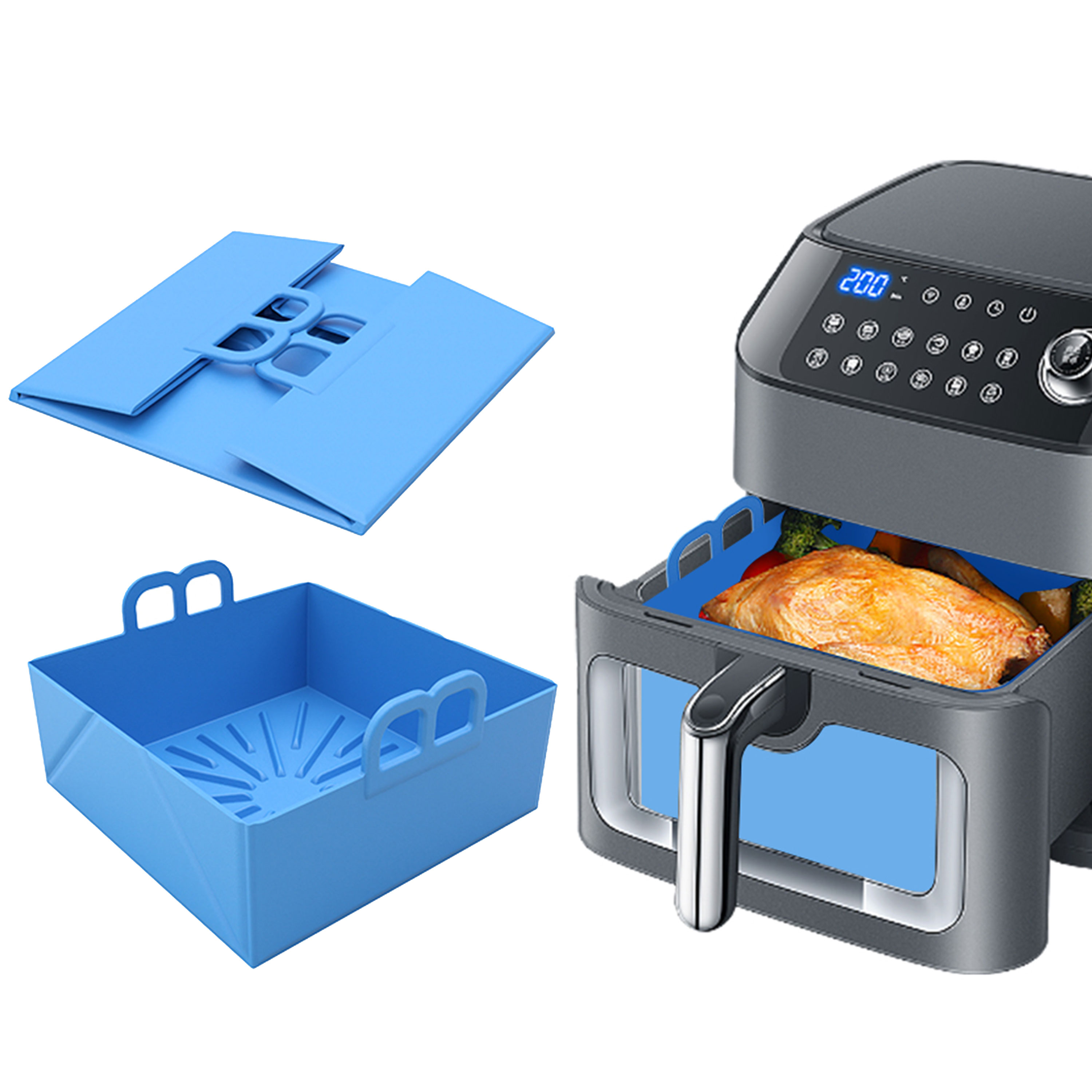 Air Fryer Silicone Pot Liner - Plateau pliable en Silicone pour friteuse