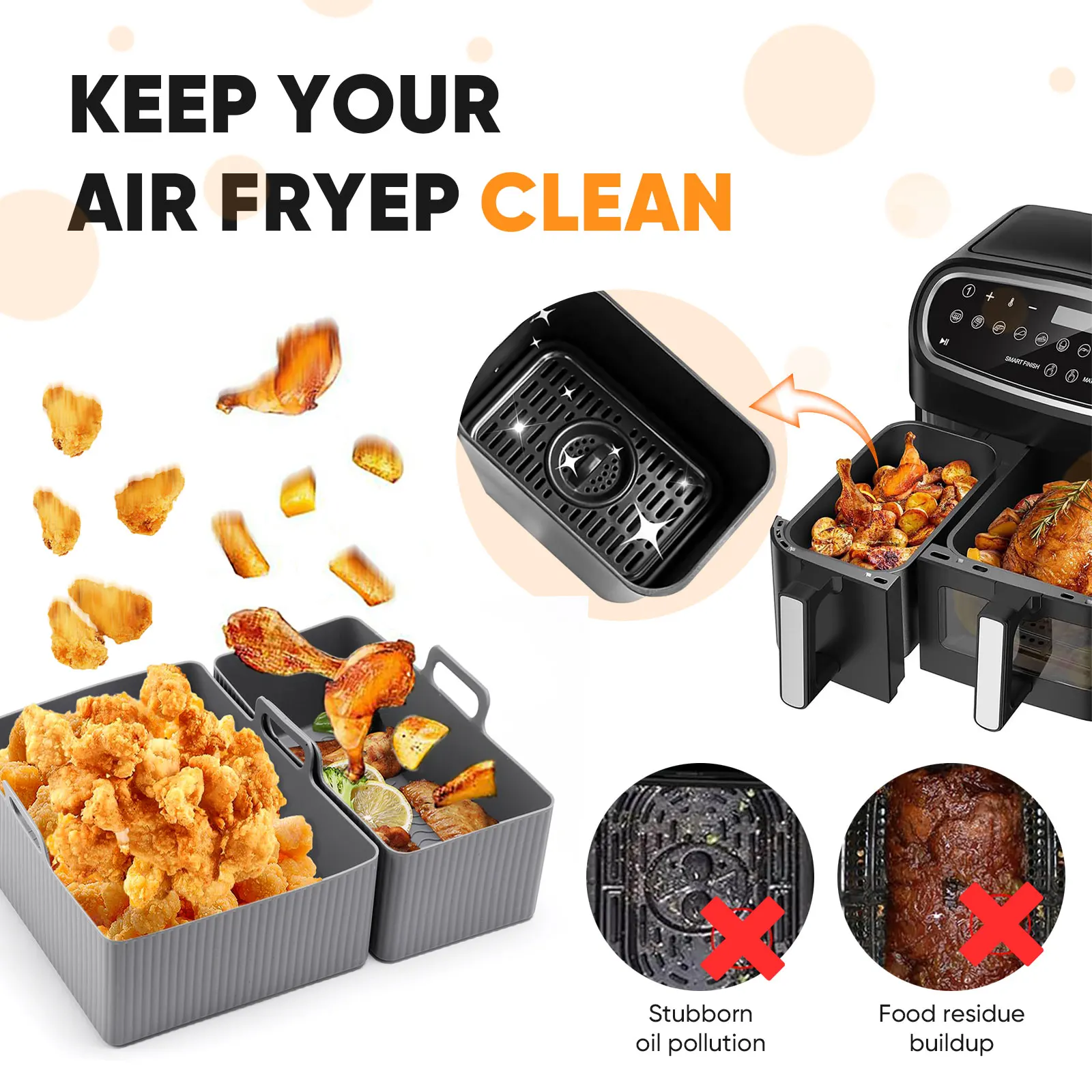 Lot de 2 tapis en silicone pou - Air Fryer Silicone Pot Liner avis et prix
